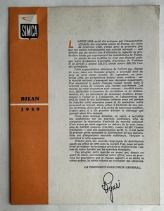 Alte schmutzige Broschüre Verkaufskatalog Bilanz Simca 1959 Doc Automobil DE - Bild 1 von 5