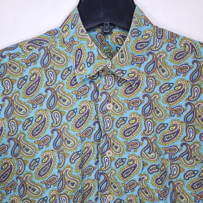 Camisa Alan River Para Hombre Mediana Verde Cachemira, Azul AOP Foto 1 de 4