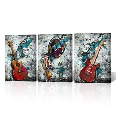 Música Lienzo Arte de Pared Graffiti Guitarra Cuadros Instrumentos Musicales Pinturas H... Foto 1 de 4