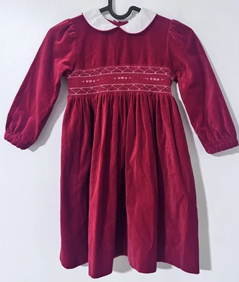 Sophie Dess Meninas 4 Anos Colarinho Veludo Vermelho Bordado Natal - Imagem 1 de 4