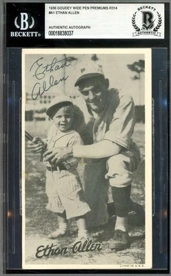 Ethan Allen Beckett BAS Signed 1936 Goudey Wide Pen Premiums R314 Autograph - Image 1 of 2