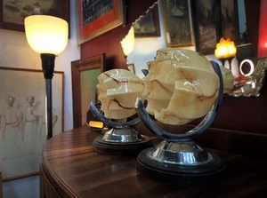 Pair Of Art Deco Wall Sconces With Marbled Glass Shades - Picture 1 of 8