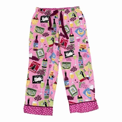 Calça pijama de algodão Nick & Nora rosa vinho gato cachorro francês estampa café G - Imagem 1 de 4