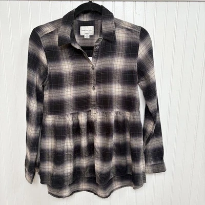 Top American Eagle negro y gris franela a cuadros ajuste jegging para mujer talla XXS NUEVO Foto 1 de 4