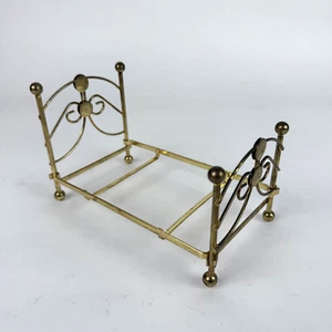 Vintage Dollhouse Miniature 1:12 Brass Double Bed Frame Metal 6.5" x 4" - Picture 1 of 5