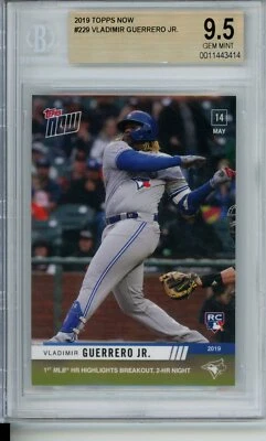 BGS 9.5 2019 Topps Now VLADIMIR GUERRERO JR #229 Gem Mint Rookie RC 1st Home Run - Image 1 of 2