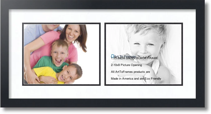 ArtToFrames Collage Mat Picture Photo Frame 2 8x10" Openings in Satin Black 241 - Image 1 of 1