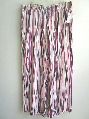Wide Leg Pants JM Collection Multi Color Striped Size 1X Adjustable Waist NWT - Image 1 of 4