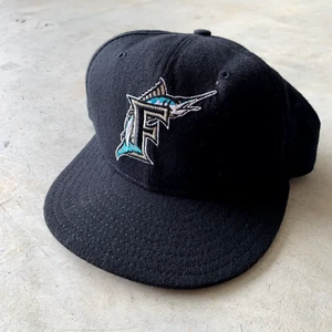 Vintage New Era Florida Marlins 59/50 Pro Model Size 7 3/8 Wool Made In USA - Picture 1 of 5