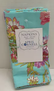 April Cornell WILDFLOWERS Set of 8 Napkins Blue Cotton French Country Floral - Picture 1 of 2