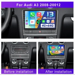 For Audi A3 2003-2013 Carplay 4G+64G Android 13 Car Stereo Radio GPS Navi Camera - Picture 1 of 15