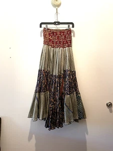 Abito Indie Ella Boho 100% seta a strati mix media floreale gonna o tubino ONEZ - Foto 1 di 11