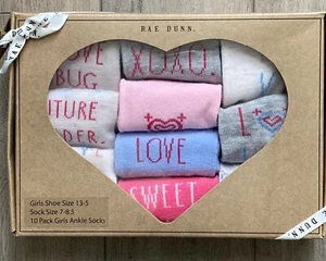 Rae Dunn Little Girl's Valentines Day Socks 10 Pair Ankle Fits Shoe Sz 13-5 Gift - Picture 1 of 2