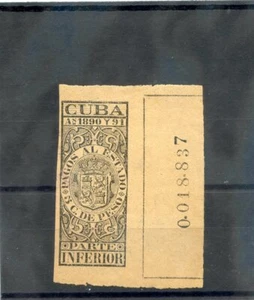 SPANISH WEST INDIES REVENUE (CH 26)*VF LH 1890 5c BLACK, PAGOS AL ESTADO $60 - Picture 1 of 1