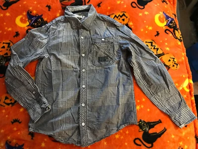 Camisa Epic Threads para niño manga larga, cuadros, abotonada - talla M - azul/negro Foto 1 de 4