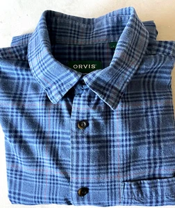 Camisa Orvis Adventure "Viyella-like" LS Algodón-Lana Sarga Hombres Grande Usada en Excelente Condición - Imagen 1 de 2
