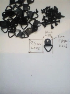 Black Triangle D Rings Plated Canvas Picture Frame Hook Hanging DIY + Screws - Picture 1 of 3
