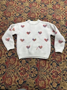SHEIN Girls' Tween Girl Heart Pattern Pullover Sweater Size 8Y - Picture 1 of 5
