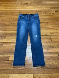 Democracy Ab Solution Jeans Women's Sz 8 Blue Stretch Denim Mid Rise Slim Ankle - Picture 1 of 7
