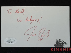 Tarjeta índice 3x5 firmada por Joe Thomas certificado de autenticidad JSA de colección fútbol automático marrones I169 - Imagen 1 de 1
