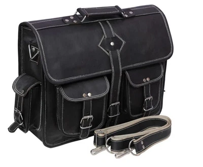 Retro Leather Laptop Bag  Men’s Office Shoulder Messenger Briefcase for Travel - Image 1 of 4