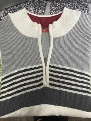 Suéter IZOD Para Hombres 2XL Blanco Isla Justa Cuarto Cremallera Tejido Nórdico Pullover Invierno Foto 1 de 4