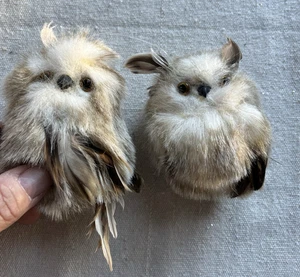 Dos Búhos Cornudos Adornos Emplumados Bosque Navidad - Imagen 1 de 4