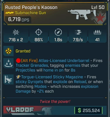 Borderlands 4 • Legendary Guns • Kaoson Gyrojets SMG • Lvl 50 • PS PC XBOX STEAM