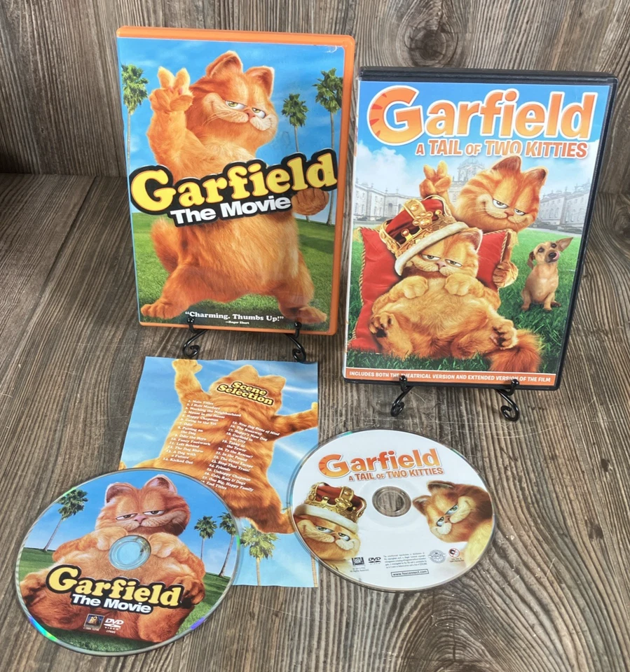 Garfield DVD 2 Lot The Movie/Garfield: Tail Of Two Kitties FS/WS Animated Comedy Foto 1 de 4