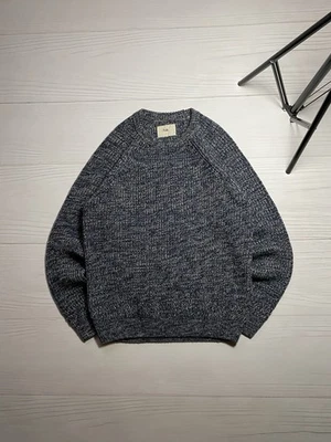 Folk Twist Black Grey Crew Neck Jumper Chunky sweater M Size Man - Image 1 of 4