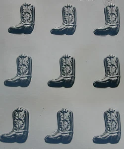COWBOY BOOT (9) BITE SIZE CHOCOLATE CANDY MOLD FAVORS CUPCAKE TOPPERS DERBY - Picture 1 of 1