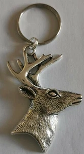 Hirschkopf Schlüsselanhänger groß silberfarben. Top Weihnachtsgeschenk Hirsch Do.  - Bild 1 von 3