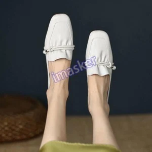 Mujeres Ol Puntera Cuadrada Bloque Tacones Mocasín Pull on Mary Jane Zapato Zapatos Diario Oficina Bombas - Imagen 1 de 15