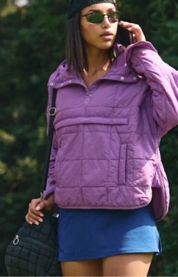 Chaqueta acolchada Free People Movement Pippa Pullover empaquetable violeta púrpura XS NUEVA CON ETIQUETAS Foto 1 de 4