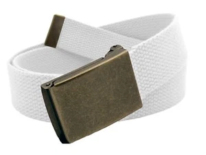 Build A Belt Men's Antique Gold Flip Top 1.25" Buckle with Canvas Web Belt - Picture 1 of 24