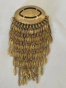 Vintage 60er Jahre signierte MONET Designer Brosche goldfarben Fransen - Bild 1 von 6