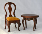 Vtg Dollhouse Miniature Sonia Messer Walnut Side Table Chair Carved Queen Anne