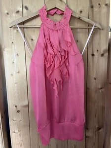 Jane Norman Women’s Vintage Halter Neck Coral Top. Size 10 - Picture 1 of 8