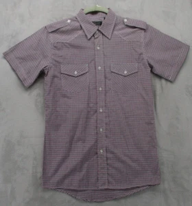 Structure Button Up Shirt Men's S Red Black White Geometric Plaid Cotton Blend - Picture 1 of 14