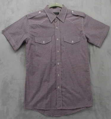 Structure Button Up Shirt Men's S Red Black White Geometric Plaid Cotton Blend - Image 1 of 4