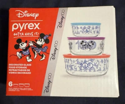 Pyrex® 6-piece Glass Storage Set: Disney® 100 - NIB - Image 1 of 4