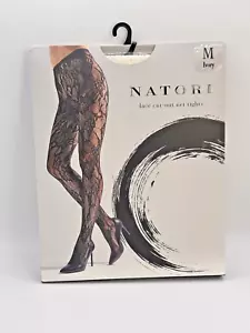 Natori Floral Ivory Lace Cut-Out Fishnet Tights Med NWT NTN04565 - Picture 1 of 4
