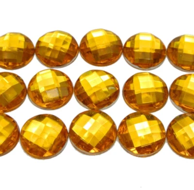 100 Gold Acrylic Flatback Rhinestone Faceted Round Gems 12mm No Hole - Imagem 1 de 4