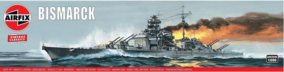 Vintage Classic: Bismarck Battleship 1:600 Kunststoff Modell Kit Airfix - Bild 1 von 1
