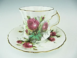 Hammersley Cup & Saucer "Grandmother's Rose" Textured Elizabethan Shape - Picture 1 of 9