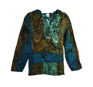 Floral Fleece Hoody Pattern Acrylic M L XL 2XL 3XL Hippy Boho Plus Size Ethnic - Picture 1 of 2