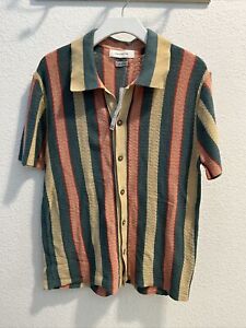 Urban Outfitters Men’s Knitted Button Up Shirt Multi Sz M (nwt) 