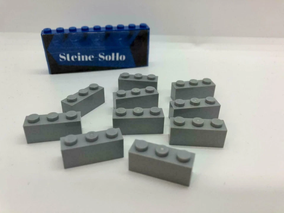 Lego (c) 10x 1x3 - Basic Stein - hellgrau - Grundbausteine - 3622 - brick gray - Bild 1 von 1