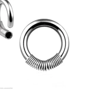 Captive Nipple Ring Heavy 10 Gauge 1/2" Cobra Spring Steel - Picture 1 of 4