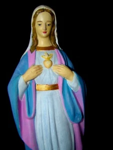 840026 Antike Madonna 35,5 cm Heiligenfigur Statue 1920 Maria Mutter Gottes Gips - Bild 1 von 3